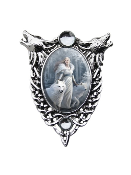 Pandantiv lupi si cristal alb Enchanted Cameos - Gardienii Iernii, 6.1 cm