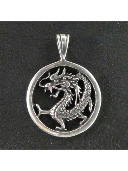 Pandantiv rotund argint Dragon Chinezesc