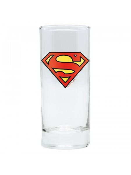 Set 2 pahare sticla licenta DC Comics - Superman 14 cm, 290 ml