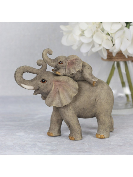 Set statuete Familia de Elefanti - mami si copil 14 cm