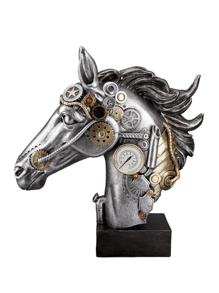 Statueta cal steampunk Cursa Mecanica 34 cm