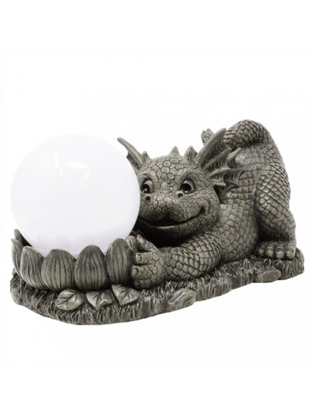 Statueta de gradina cu lampa solara, dragon norocos, Iti Daruiesc Luna - 26 cm