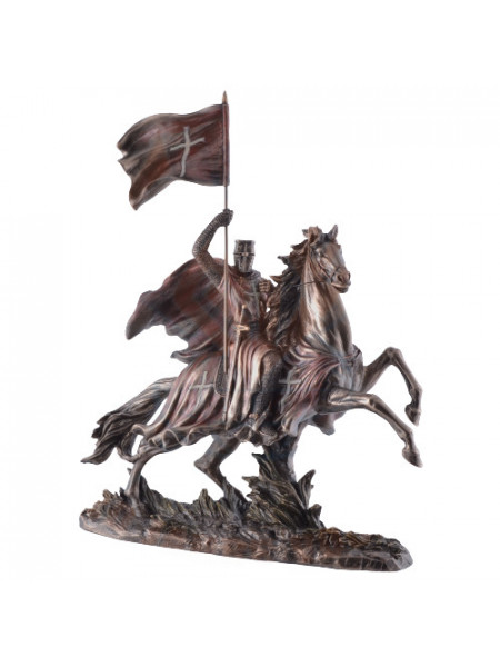 Statueta finisaj bronz Cavaler Templier calare 38 cm