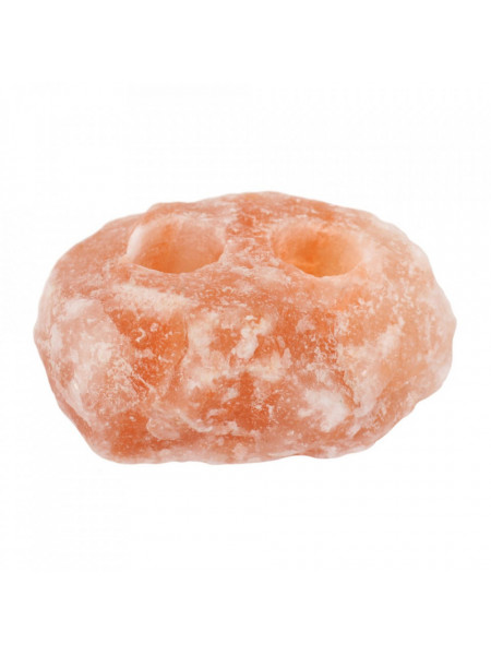 Suport lumanare cu cristal de sare roz de Himalaia - 2 lumanari