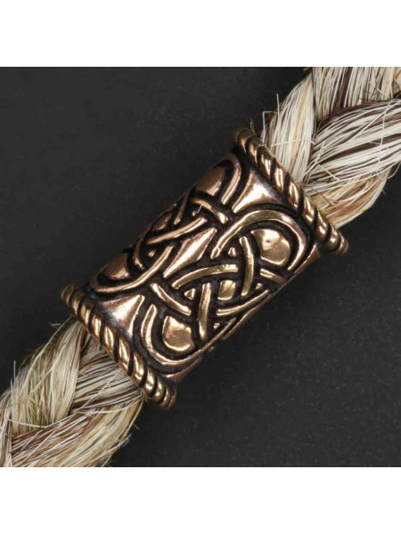 Bijuterie pentru barba/par bronz Nod celtic 1.8x0.7 cm