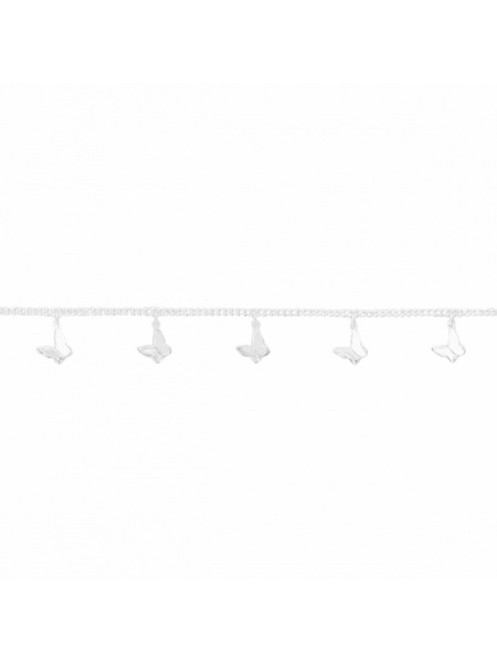 Bratara ajustabila argint cu charmuri Fluturasi, 16 + 3cm