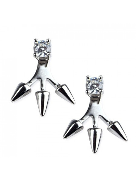 Cercei studs din argint cu zirconii Trei tepi
