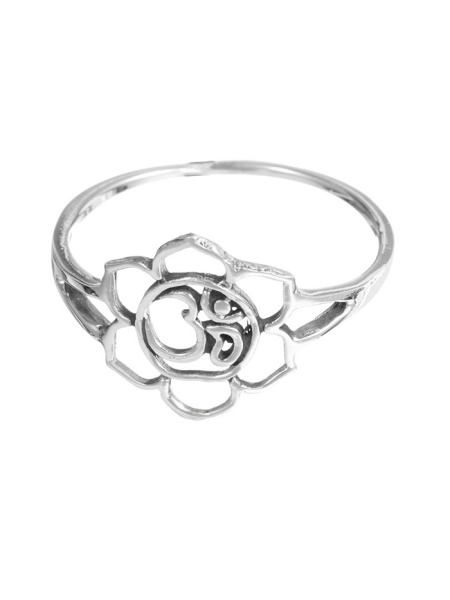 Inel din argint Ohm si floare de lotus 1.3cm