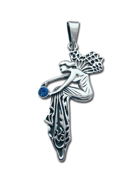 Pandantiv amuleta din argint cu cristal albastru pentru fericire si optimism Magia Zanelor - Zana Fermecata