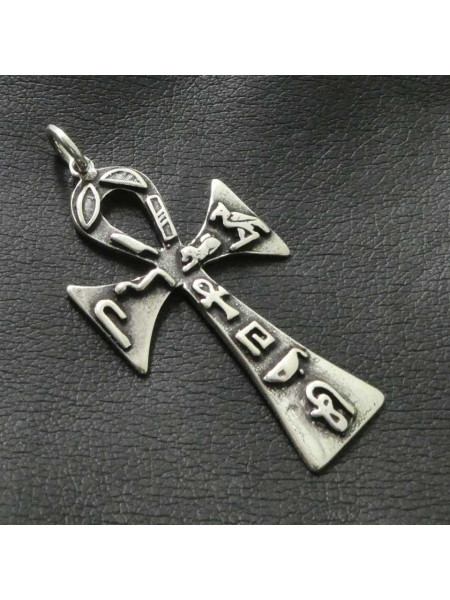 Pandantiv argint Ankh cu hieroglife 5.5cm