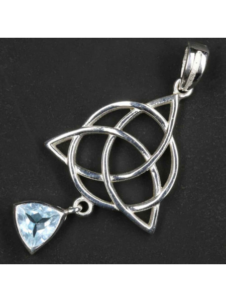 Pandantiv argint cu piatra semipretioasa Triquetra cu topaz 3,8cm