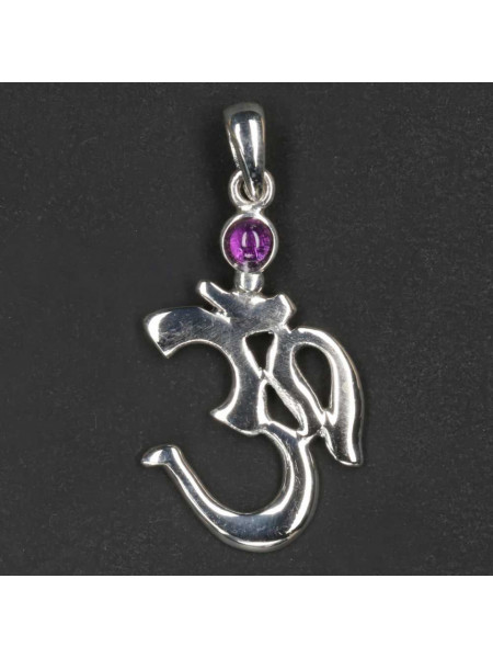 Pandantiv argint Simbolul Ohm cu ametist 3.2cm