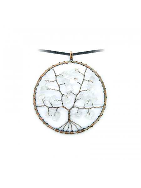Pandantiv Copacul vietii cu Quartz transparent, talisman pentru Vindecare 4.5 cm - Img 1