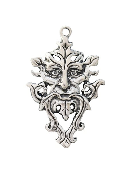 Pandantiv cu lantisor placate cu argint Sigils of The Craft - Green Man 3 cm