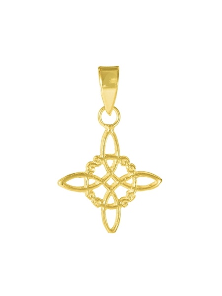 Pandantiv din argint placat cu aur Nodul Vrajitoarelor, talisman pentru protectie,1.5 cm