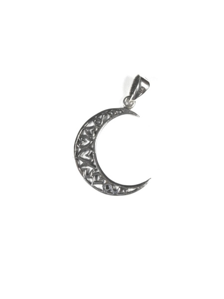 Pandantiv din argint Semiluna cu Ornament cu inimioare 2.2 cm