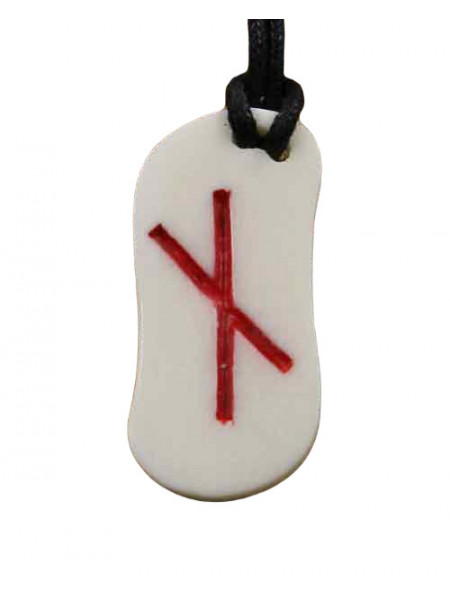 Pandantiv sculptat manual din os Runa Nauthiz 4cm