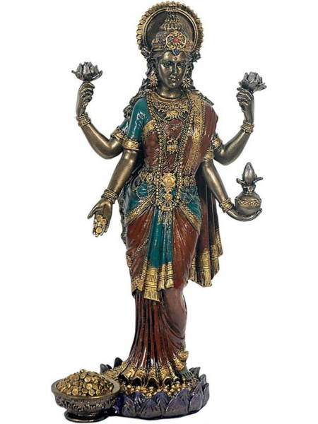 Statueta finisaj bronz zeita hindusa Lakshmi 25 cm
