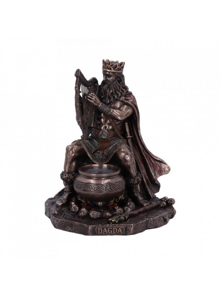 Statueta rasina si bronz, mitologia celtica, zeu Dagda 18.5 cm
