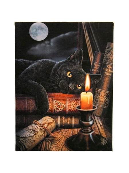 Tablou canva pisica neagra Ora Vrajitoarelor 19x25cm - Lisa Parker - Img 1