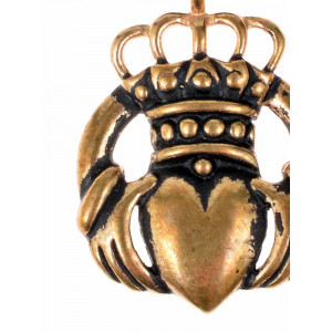 Amuleta irlandeza din bronz Claddagh - Img 2