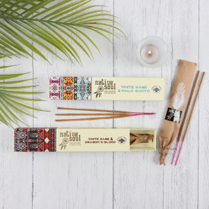 Betisoare parfumate de tamaie Native Soul - Salvie Alba si Palo Santo 23cm - Img 3