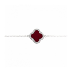 Bratara din argint cu email rosu Alhambra (trifoi regal) 16+5cm