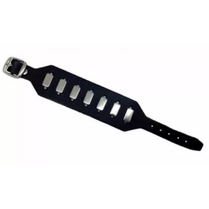 Bratara piele naturala Flat Studs, 3.5 cm x 24 cm - Img 2