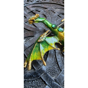 Brosa-pandantiv Dragon Verde cu cristale – natura si regenerare, 9 cm - Img 4