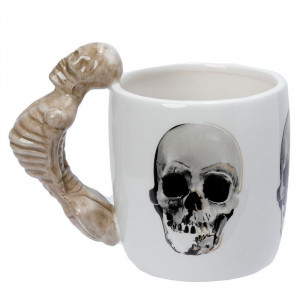 Cana din ceramica cu craniu si maner in forma de schelet Ancient Skull 400 ml - Img 4