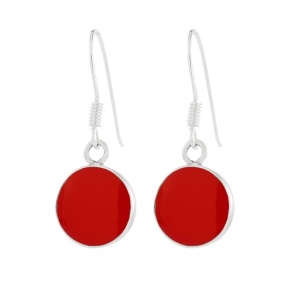 Cercei lungi din argint Cercuri cu Coral 10 mm