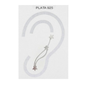 Cercei lungi pe ureche, tip ear climber, din argint in forma de stelute Falling Star 32 mm