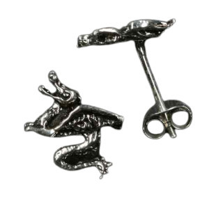 Cercei mici cu surub si tija, din argint Dragon 11mm