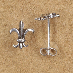 Cercei mici cu surub si tija, din argint Fleur de Lys 8mm - Img 2