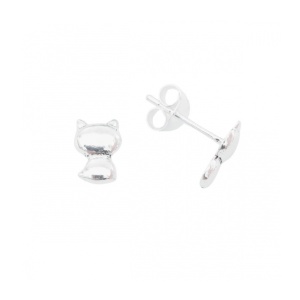 Cercei mici cu surub si tija, din argint Pisicuta 5.5mm