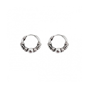 Cercei rotunzi din argint Creole Bali 10mm