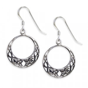 Cercei rotunzi din argint Nod Celtic 2cm