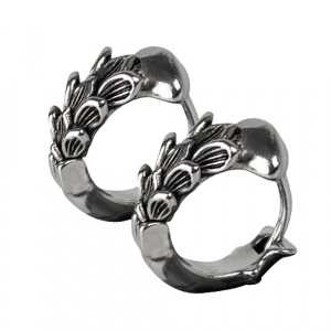 Cercei rotunzi din otel inoxidabil Piele de Dragon 1.6cm
