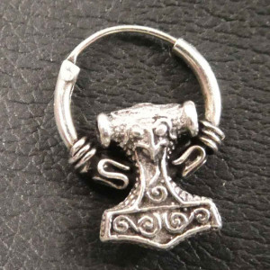 Cercel tortita rotund argint Ciocanul lui Thor 12 mm