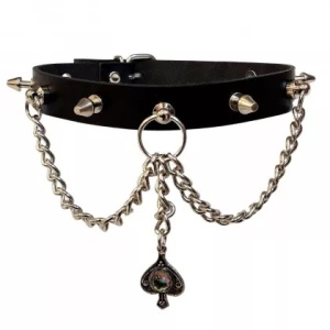 Choker de piele naturala Killer Studs & Ace of Spades 1.9cm