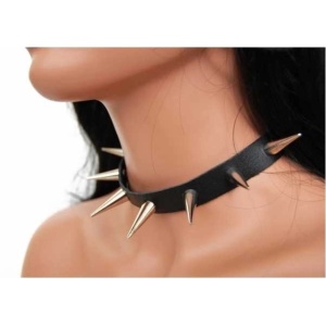Choker piele naturala Tinte Conice 3cm