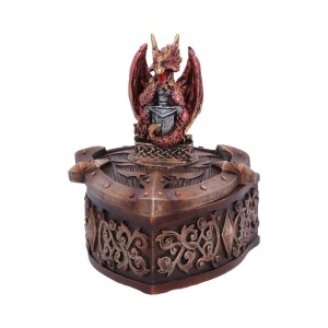Cutie pentru bijuterii dragon rosu Hoard Defender – decor gotic fantasy ( 10.5 cm )