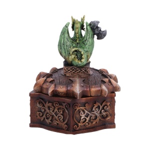 Cutie pentru bijuterii dragon verde Hoard Defender – decor gotic fantasy ( 10.5 cm ) - Img 3