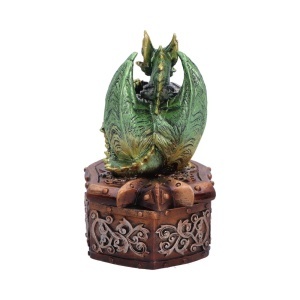 Cutie pentru bijuterii dragon verde Hoard Protector – decor gotic fantasy ( 13.4 cm ) - Img 3