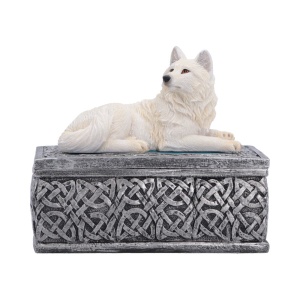 Cutie pentru bijuterii lup Ghost Wolf – decor gotic fantasy ( 10 cm )