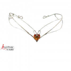 Diadema eleganta din cupru cu cristal Swarovski imbratisat de vita argintie.