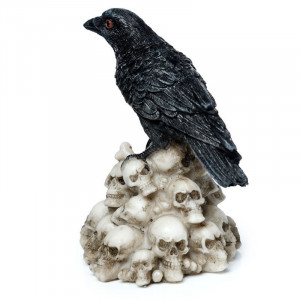 Figurina gotica Corb cu cranii 9cm - Img 4