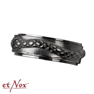 Inel antistres din otel inoxidabil Black Snake cu zirconii negre - Img 3