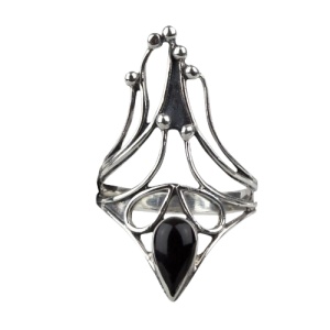 Inel Castel Fantasy din inox cu zirconiu negru etNox - Eleganta gotica - Img 3
