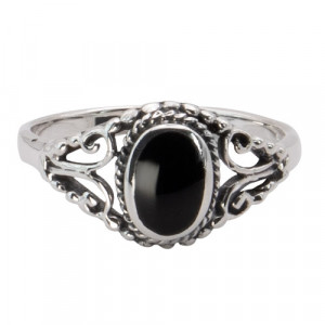 Inel din Argint cu Onix Negru – Stil Gothic Vintage, EtNox, 1cm